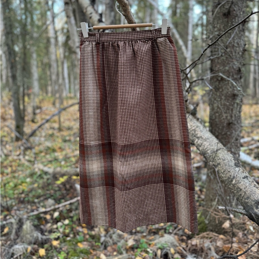 1970’s Plaid Pencil Skirt - Wool Blend - Panther